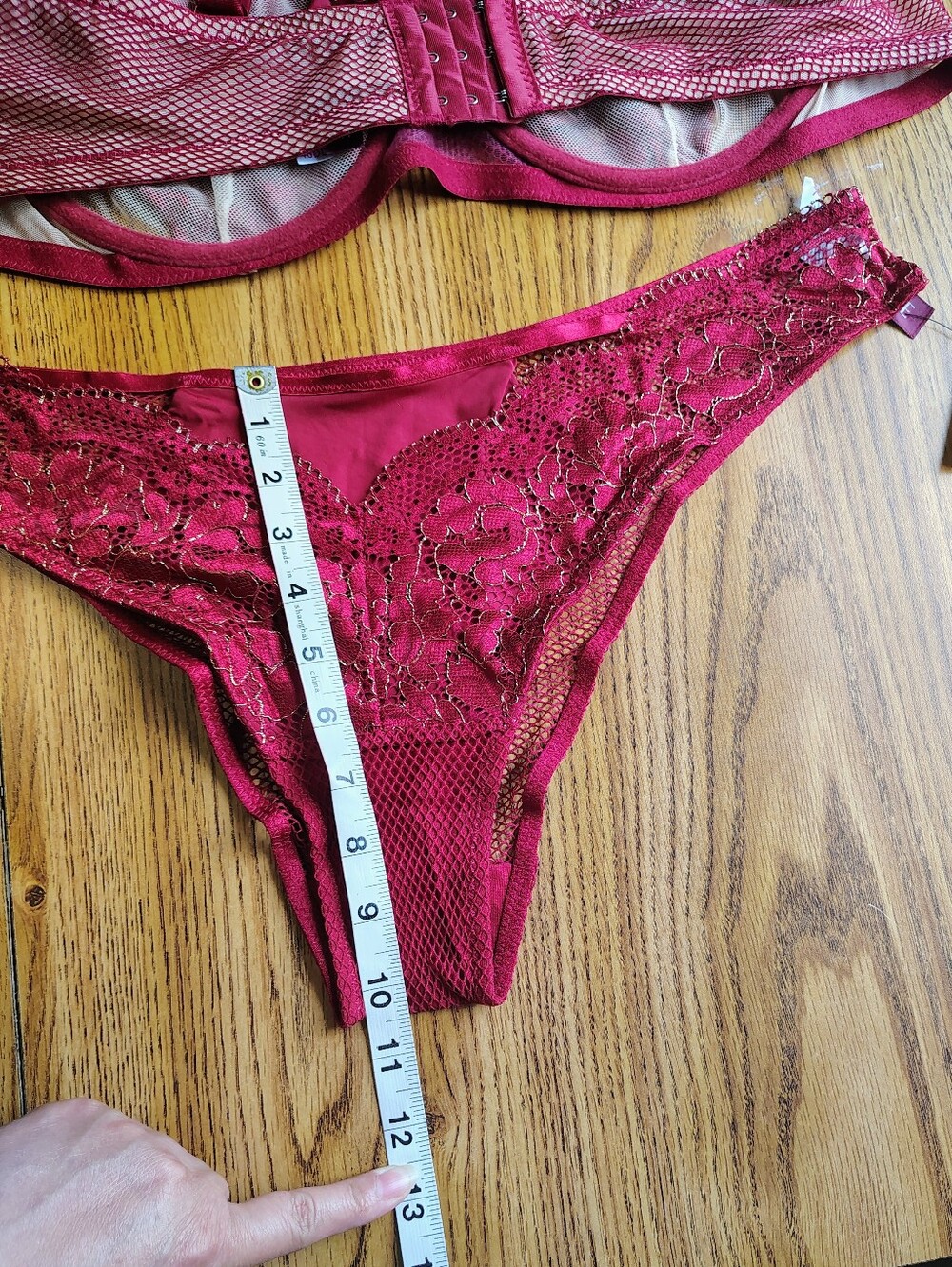 Adore Me Women's Lace Mesh Underwire Bra & Bikini Set Deep Wine sz 46DD. - Picture 15 of 16